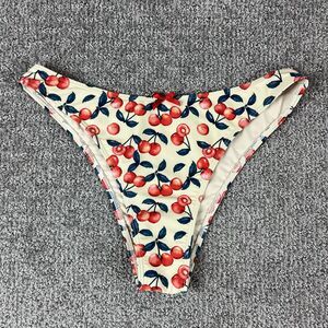 SEAMOLY Bikini Bottom Womens Large Cherry High Cut Cheeky Swim Briefs Beach